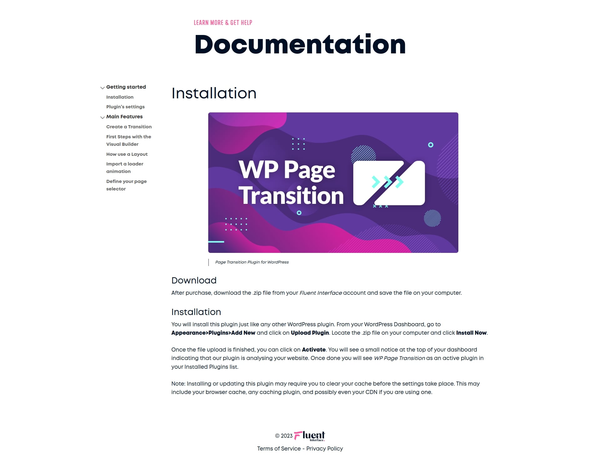 Documentation du plugin de transition de page pour wordpress